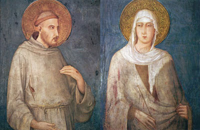 San Francesco e Santa Chiara, do eterne testimonianze che ga canbià la storia del mondo cristian. (foto dal libro Assisi: arte e storia nei secoli, ediz. plurigraf)