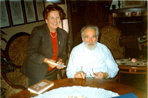 Otobre 2000. Lucia Beltrame con Mario Rigoni Stern, a Asiago, per la prefazion a Ta-pum, Lettere dal fronte. 